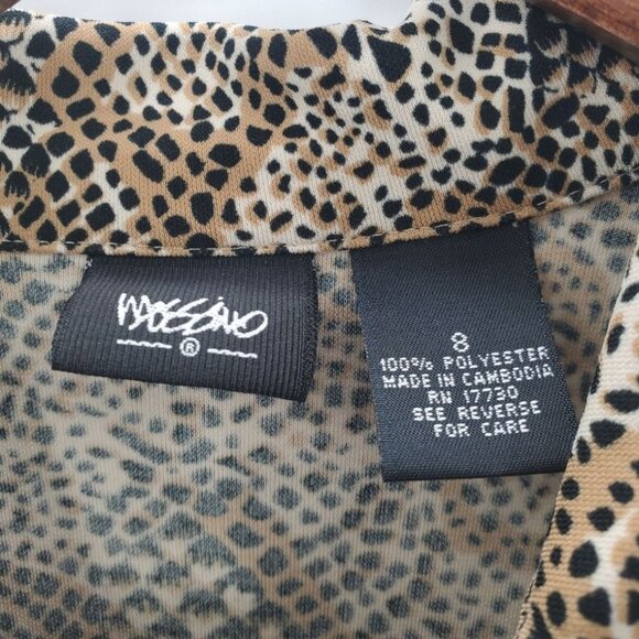 Womens Snakeskin Button Front Bodycon Dress Size 8 Short Sleeve Animal Print - Picture 8 of 11